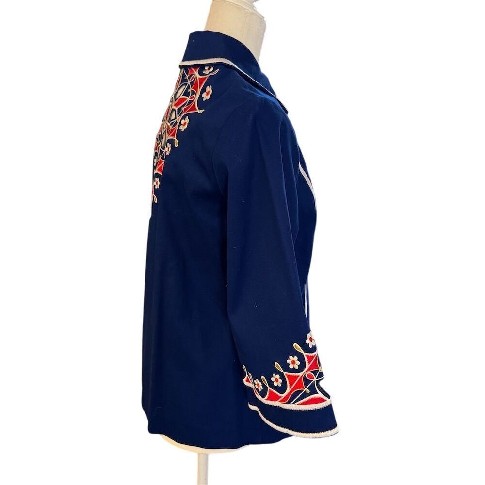 Bob Mackie Wearable Art Blue Embroidered Cutout Jacket Women's Size XS - Picture 13 of 15